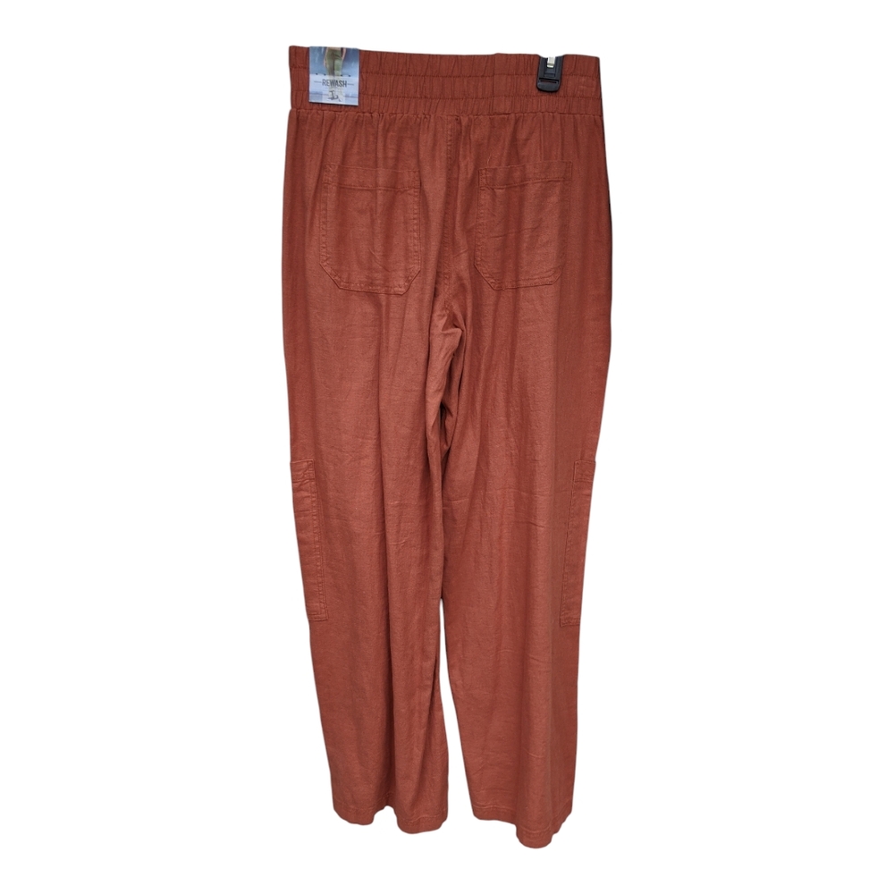 Rewash Rust Linen Pullstring Pants - Picture 5 of 5